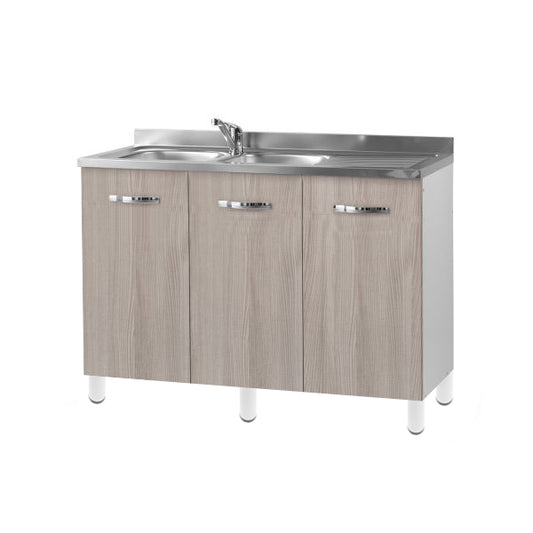 Mobile sottolavello cucina 120x48x85 cm olmo perla o bianco vasca a sinistra