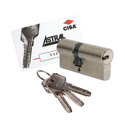 Cilindro a profilo europeo Astral ottone nichelato Cisa 79 mm (24,5-10-44,5) incluse 3 chiavi