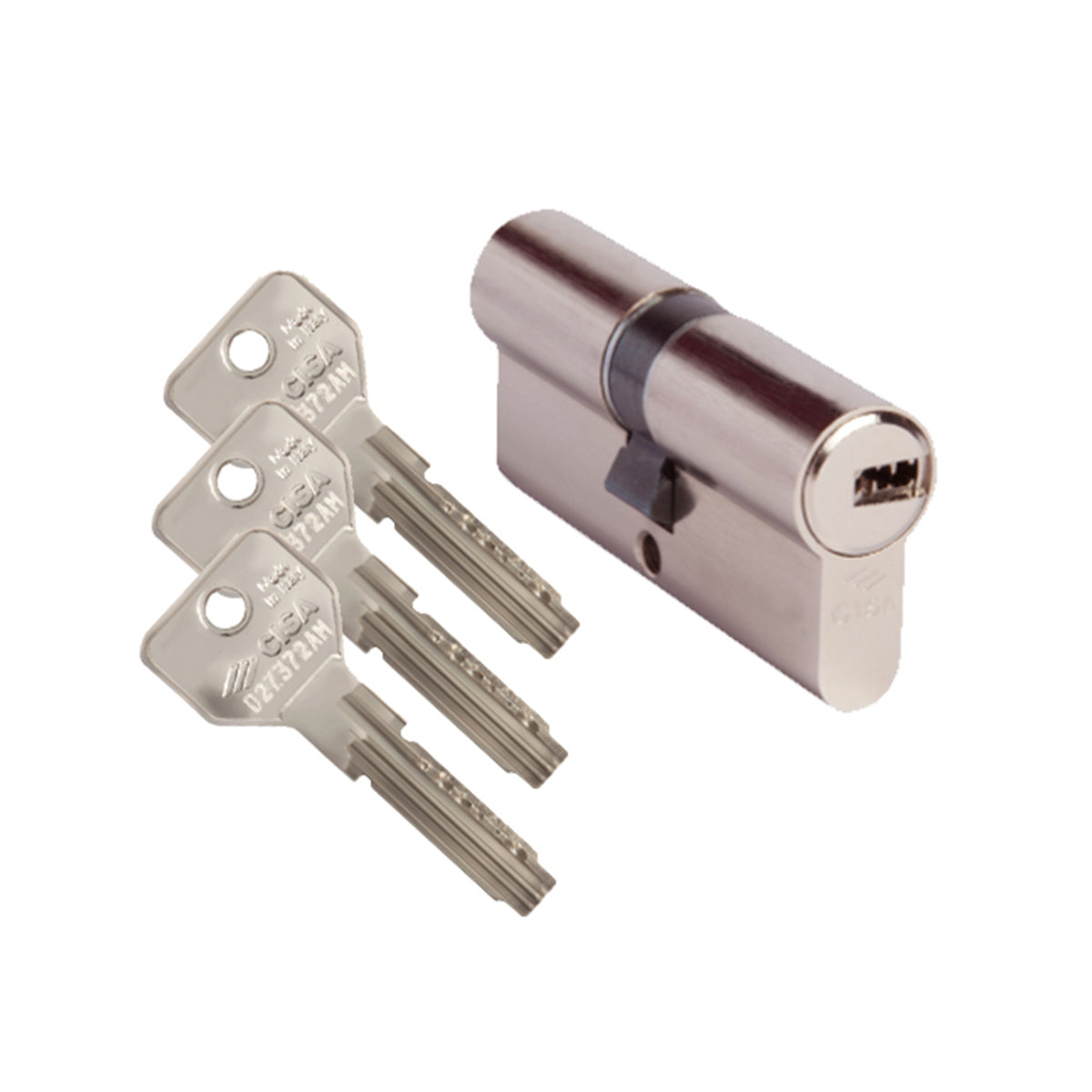 Cilindro a profilo europeo Asix ottone nichelato Cisa 69 mm (29,5-10-29,5) incluse 3 chiavi