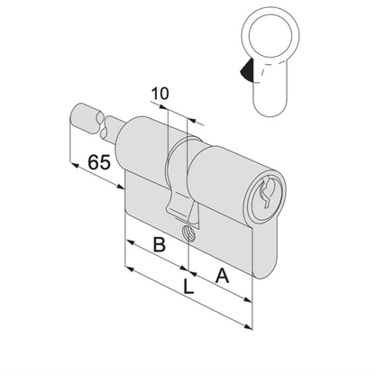 Cilindro a profilo europeo C2000 Cisa 59 mm (24,5-10-24,5) incluse 3 chiavi