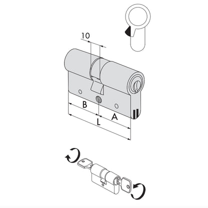 Cilindro a profilo europeo RS3 S Cisa 100 mm (45-10-45) incluse 5 chiavi