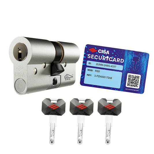 Cilindro a profilo europeo RS 5 Cisa 99 mm (24,5-10-64,5) incluse 3 chiavi