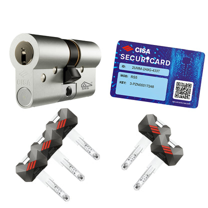 Cilindro a profilo europeo RS 5 Cisa 89 mm (24,5-10-54,5) incluse 5 chiavi