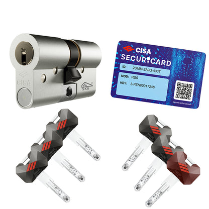 Cilindro a profilo europeo RS 5 Cisa 99 mm (34,5-10-54,5) incluse 5 chiavi e 1 chiave cantiere