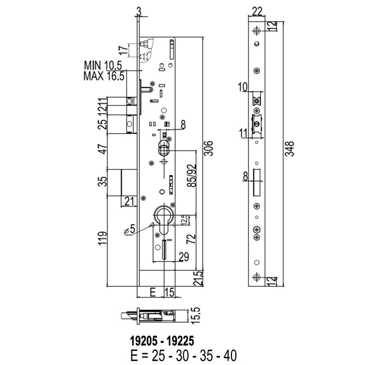 Serratura da infilare elettrica a cilindro Multitop PRO Cisa 1.19225.25 entrata 25 mm