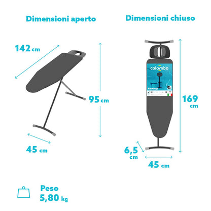 Asse da stiro Colombo Flamingo 120x40 cm