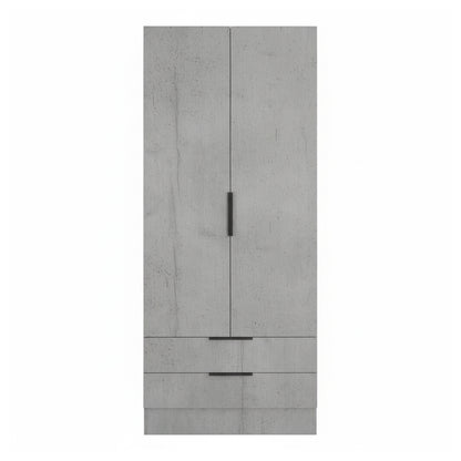 Armadio 82x184h cm grigio cemento con 2 ante e 2 cassetti