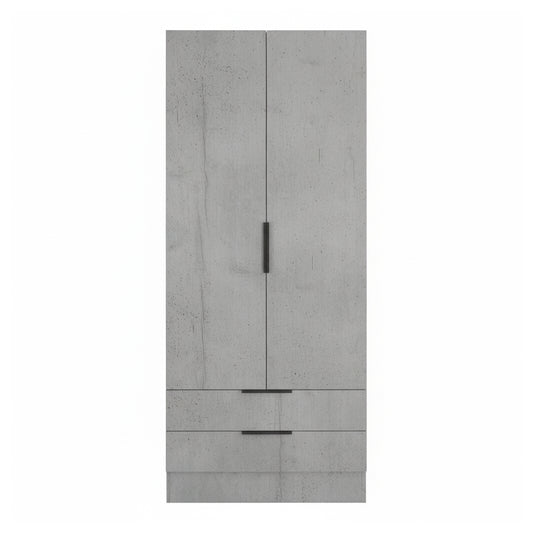 Armadio 82x184h cm grigio cemento con 2 ante e 2 cassetti