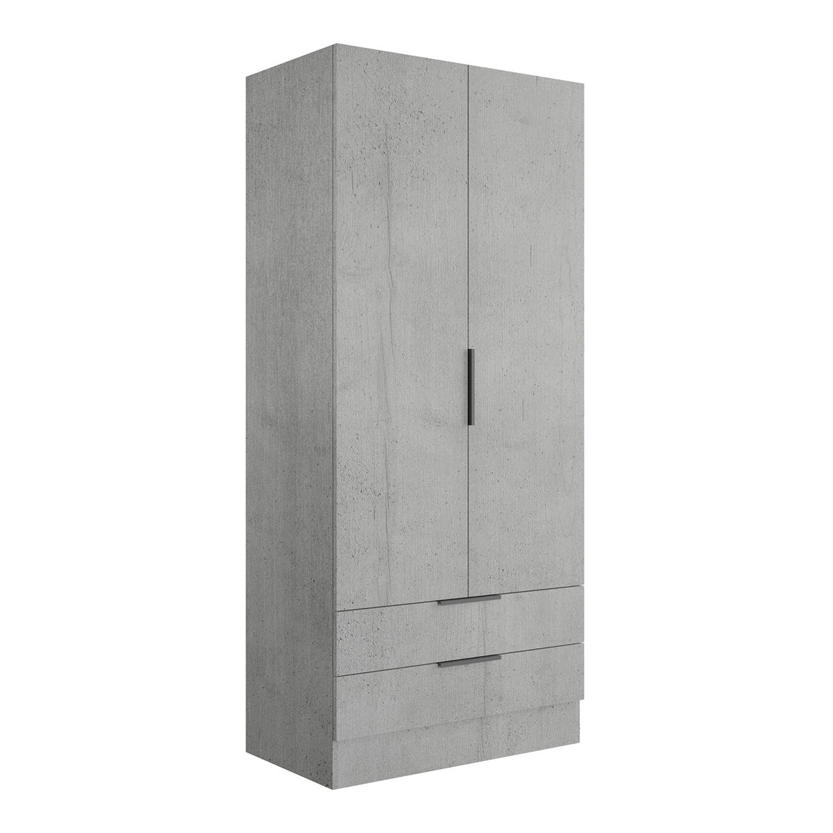 Armadio 82x184h cm grigio cemento con 2 ante e 2 cassetti