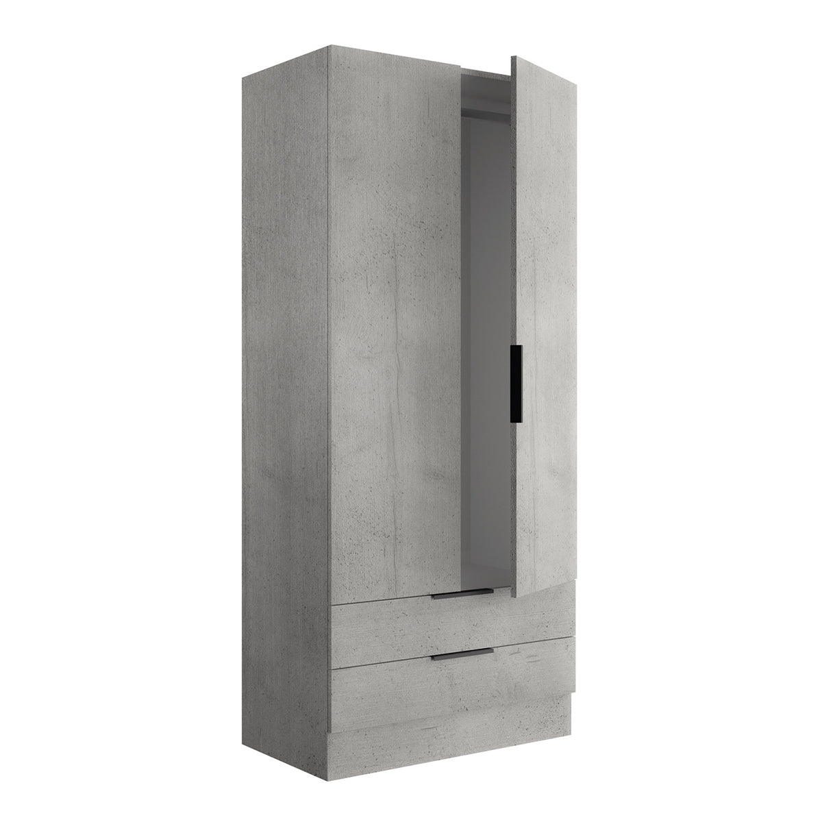 Armadio 82x184h cm grigio cemento con 2 ante e 2 cassetti