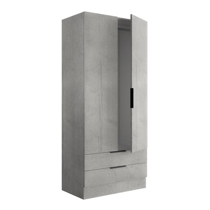 Armadio 82x184h cm grigio cemento con 2 ante e 2 cassetti