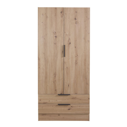 Armadio 82x184h cm rovere artisan con 2 ante e 2 cassetti