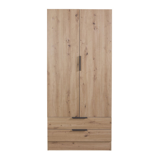 Armadio 82x184h cm rovere artisan con 2 ante e 2 cassetti