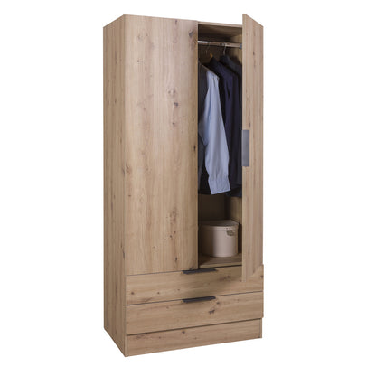 Armadio 82x184h cm rovere artisan con 2 ante e 2 cassetti
