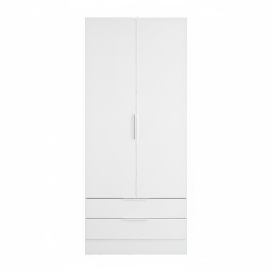 Armadio 82x184h cm bianco opaco con 2 ante e 2 cassetti