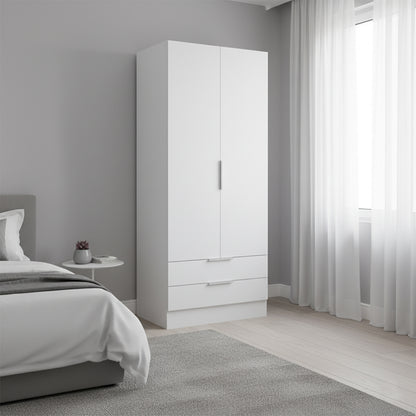 Armadio 82x184h cm bianco opaco con 2 ante e 2 cassetti