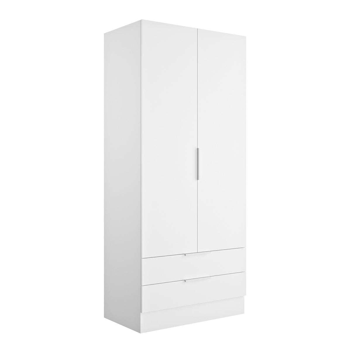Armadio 82x184h cm bianco opaco con 2 ante e 2 cassetti