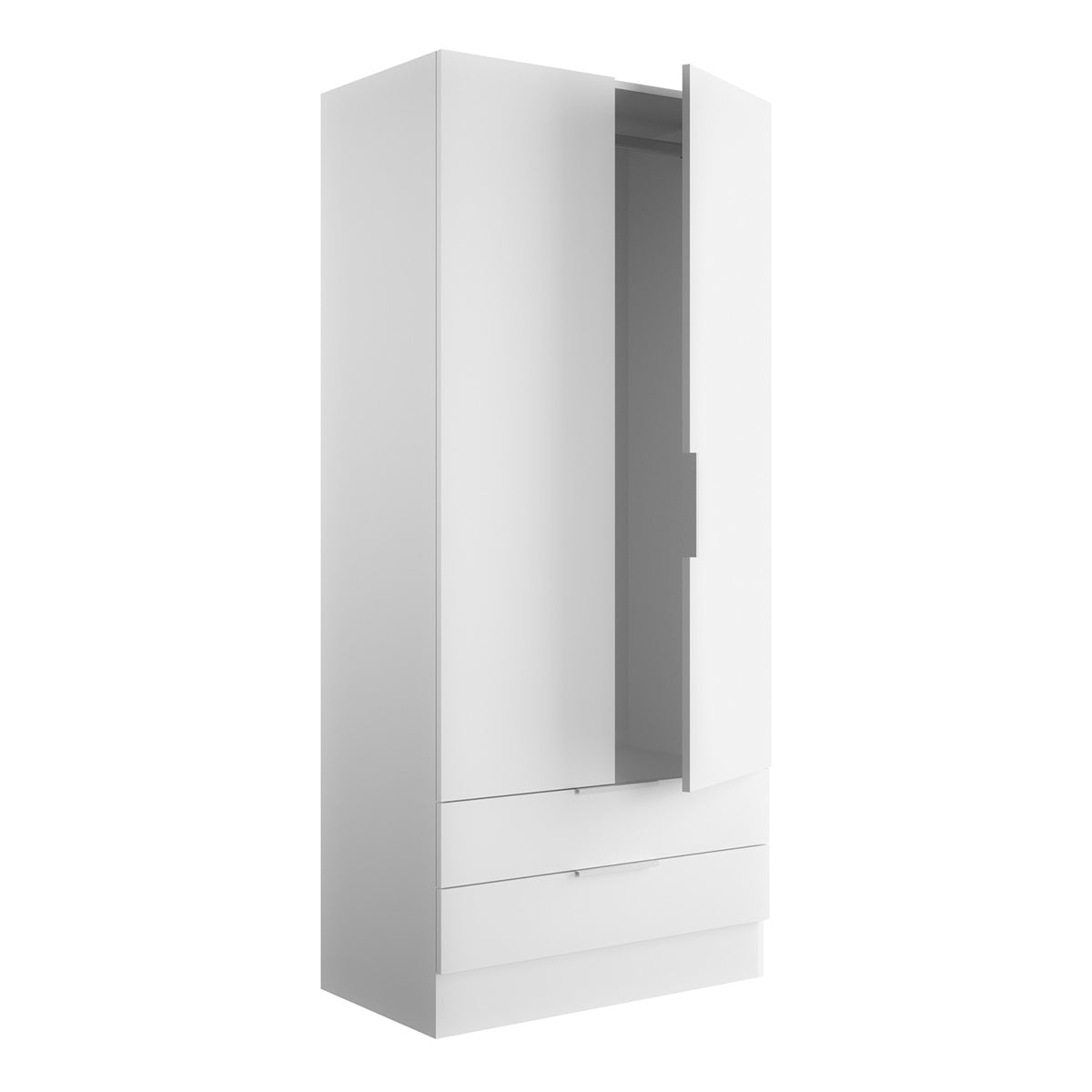 Armadio 82x184h cm bianco opaco con 2 ante e 2 cassetti