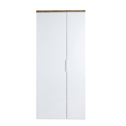 Armadio multiuso 82x189h cm bianco laccato con 2 ante e 6 ripiani