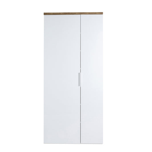 Armadio multiuso 82x189h cm bianco laccato con 2 ante e 6 ripiani