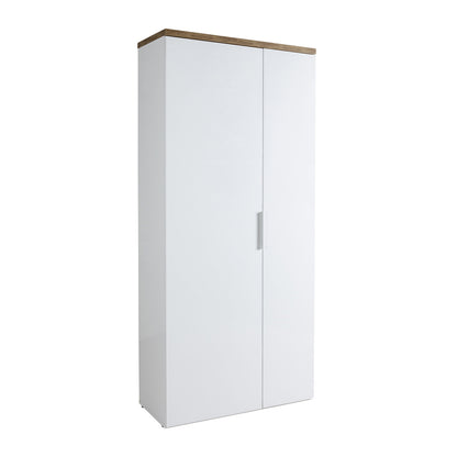 Armadio multiuso 82x189h cm bianco laccato con 2 ante e 6 ripiani