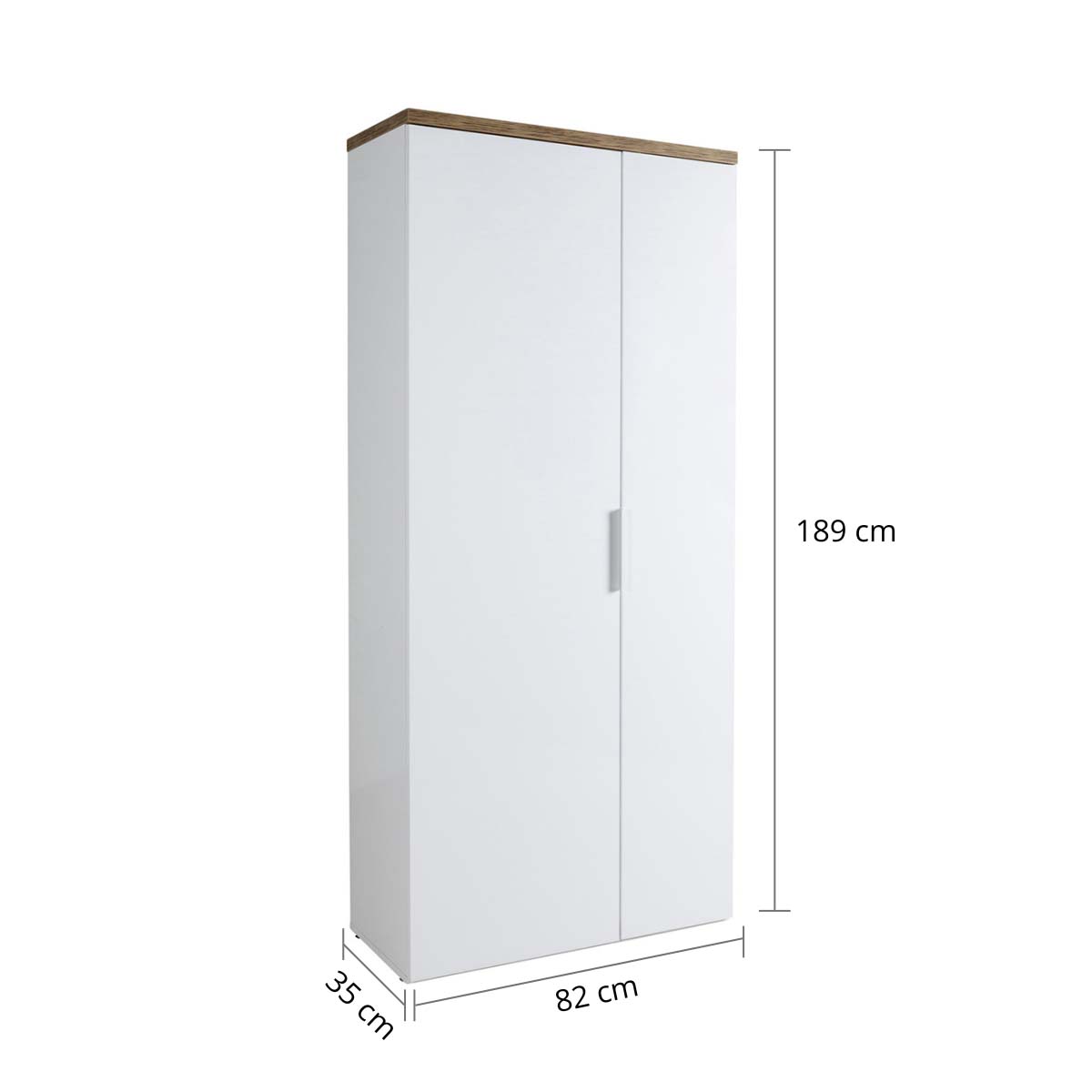 Armadio multiuso 82x189h cm bianco laccato con 2 ante e 6 ripiani
