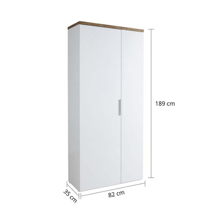 Armadio multiuso 82x189h cm bianco laccato con 2 ante e 6 ripiani