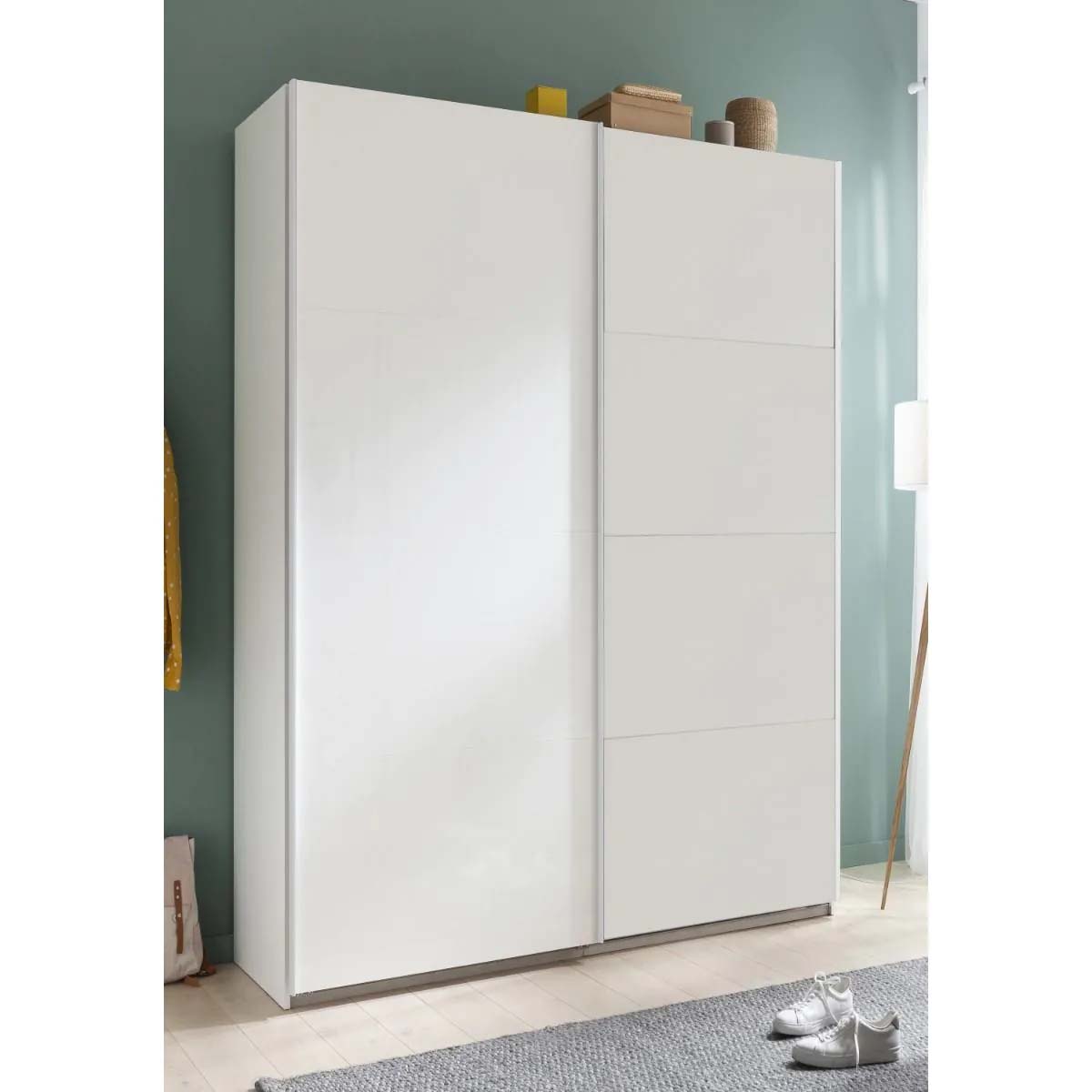 Armadio 2 ante scorrevoli bianco opaco 150x60x223 cm