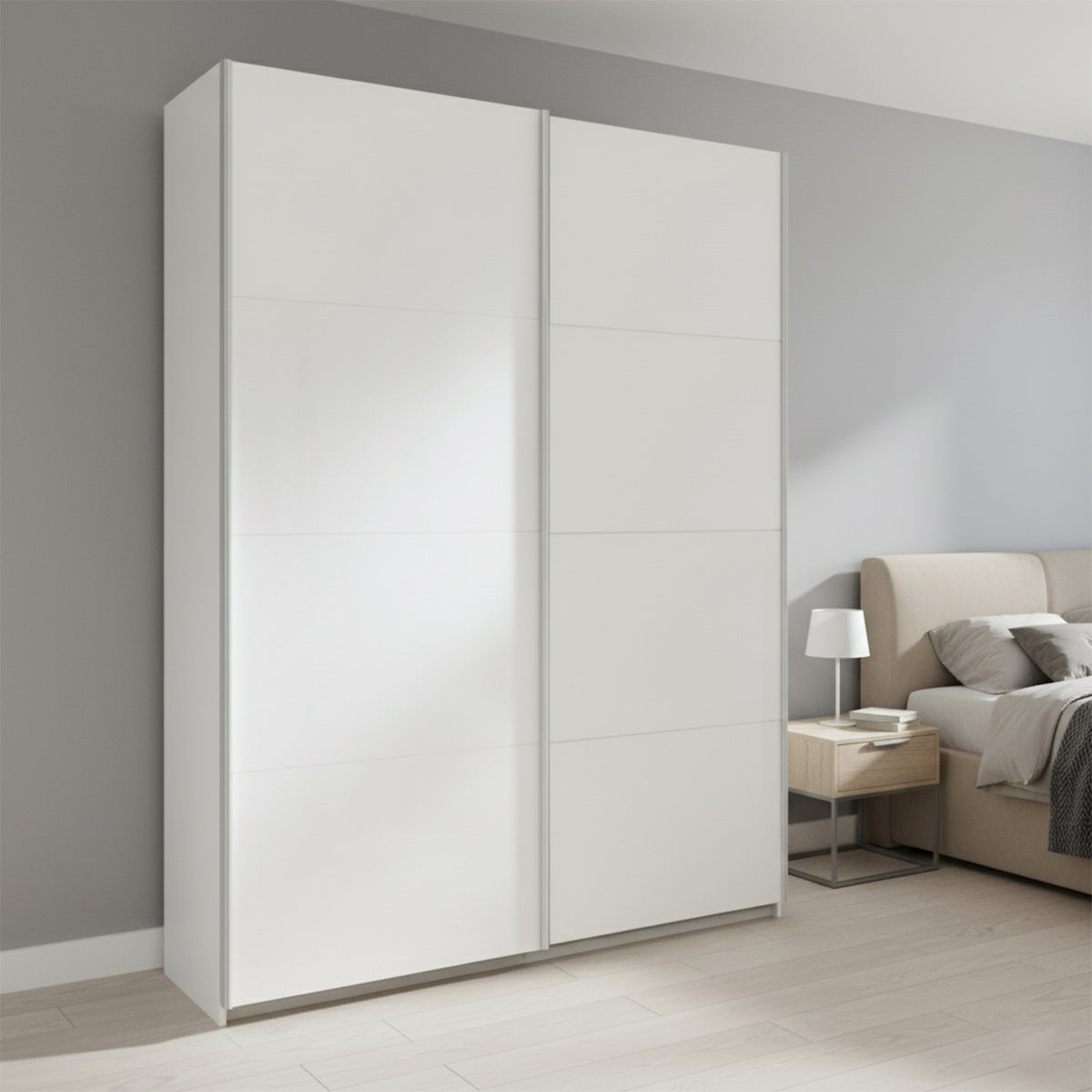 Armadio 150x223h cm bianco opaco con 2 ante scorrevoli