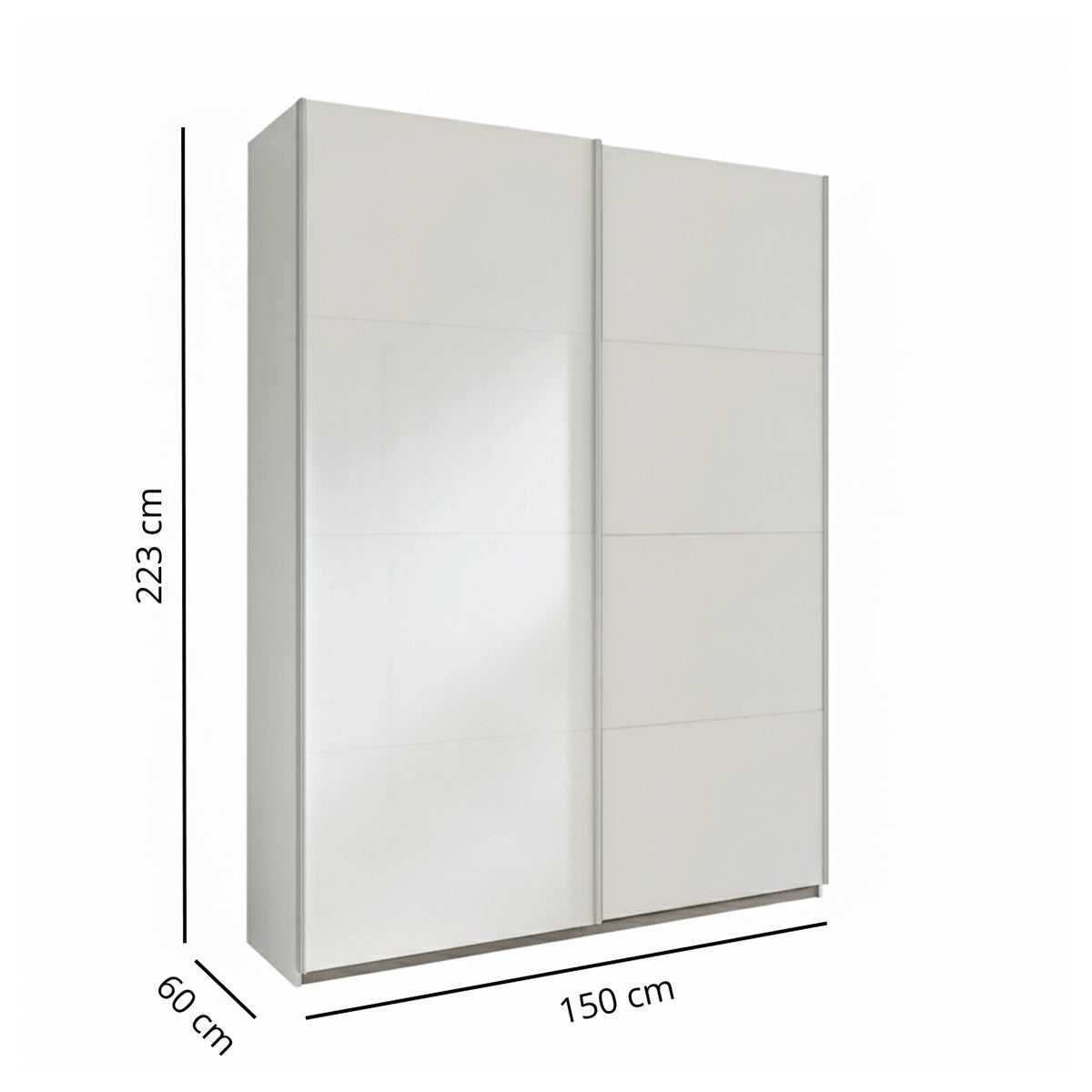 Armadio 150x223h cm bianco opaco con 2 ante scorrevoli