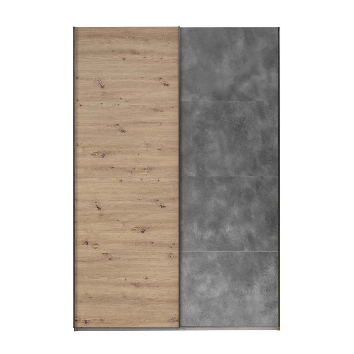 Armadio 150x223h cm rovere e grigio con 2 ante scorrevoli