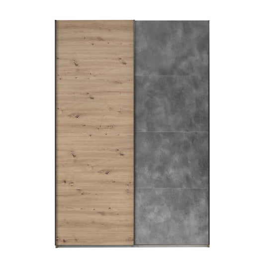 Armadio 150x223h cm rovere e grigio con 2 ante scorrevoli