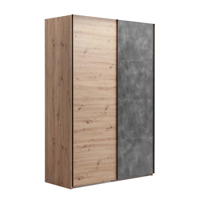 Armadio 150x223h cm rovere e grigio con 2 ante scorrevoli