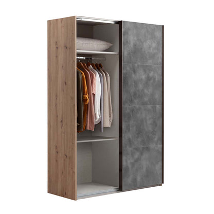 Armadio 150x223h cm rovere e grigio con 2 ante scorrevoli