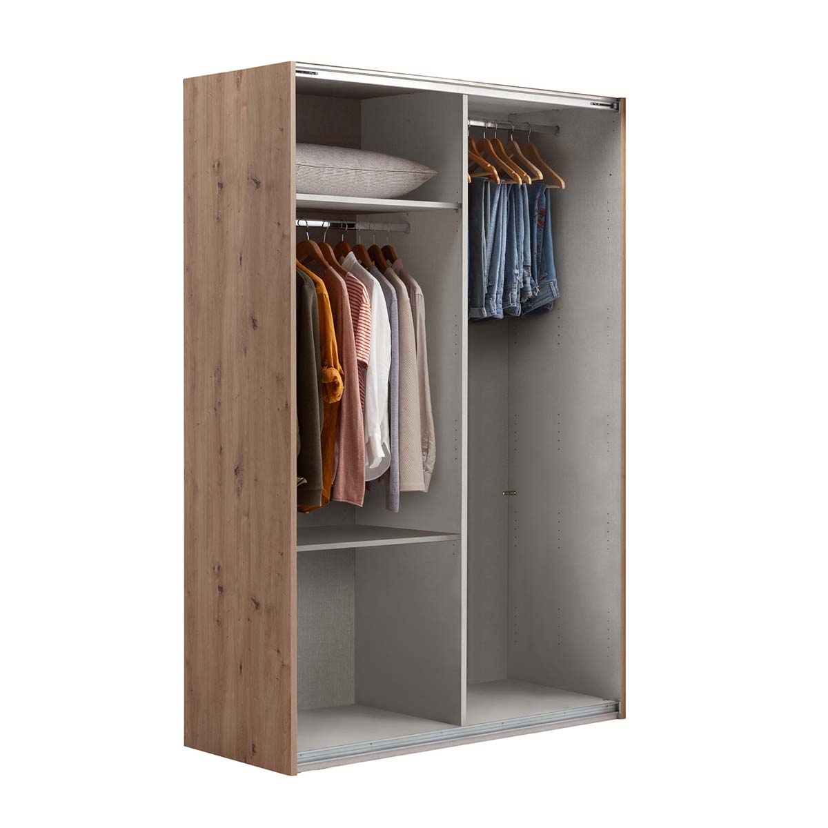 Armadio 150x223h cm rovere e grigio con 2 ante scorrevoli