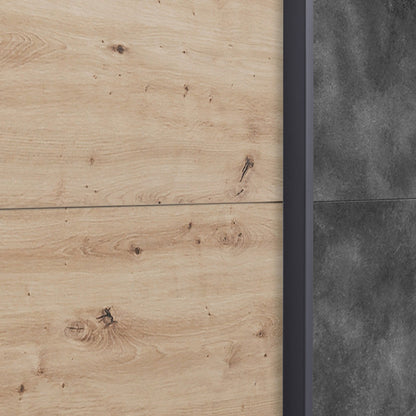 Armadio 150x223h cm rovere e grigio con 2 ante scorrevoli