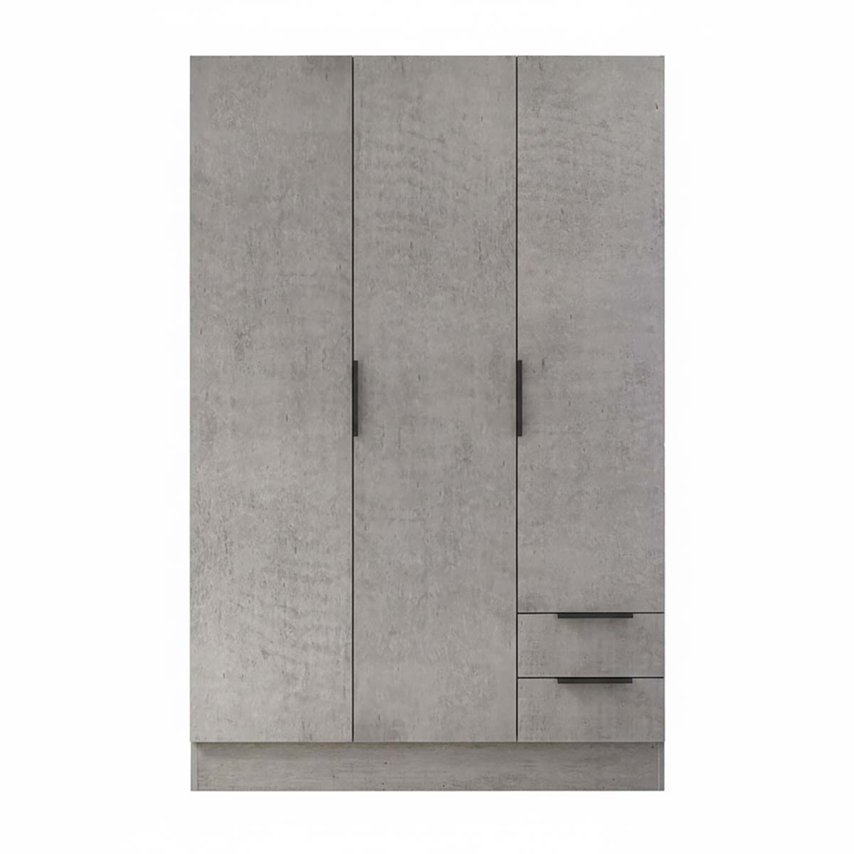 Armadio 120x184h cm grigio cemento con 3 ante e 2 cassetti