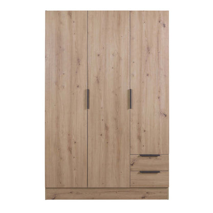 Armadio 120x184h cm rovere con 3 ante e 2 cassetti