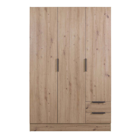 Armadio 120x184h cm rovere con 3 ante e 2 cassetti