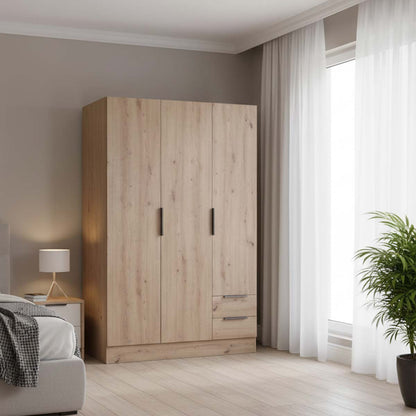Armadio 120x184h cm rovere con 3 ante e 2 cassetti