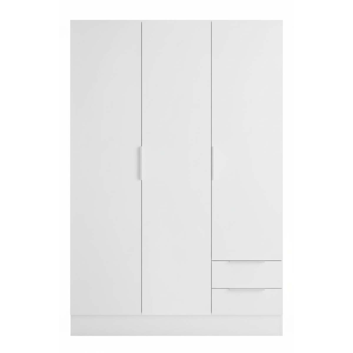 Armadio 120x184h cm bianco con 3 ante e 2 cassetti