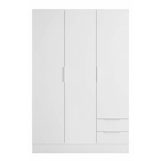 Armadio 120x184h cm bianco con 3 ante e 2 cassetti