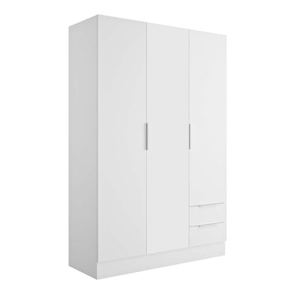 Armadio 120x184h cm bianco con 3 ante e 2 cassetti