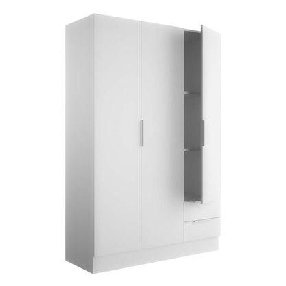 Armadio 120x184h cm bianco con 3 ante e 2 cassetti