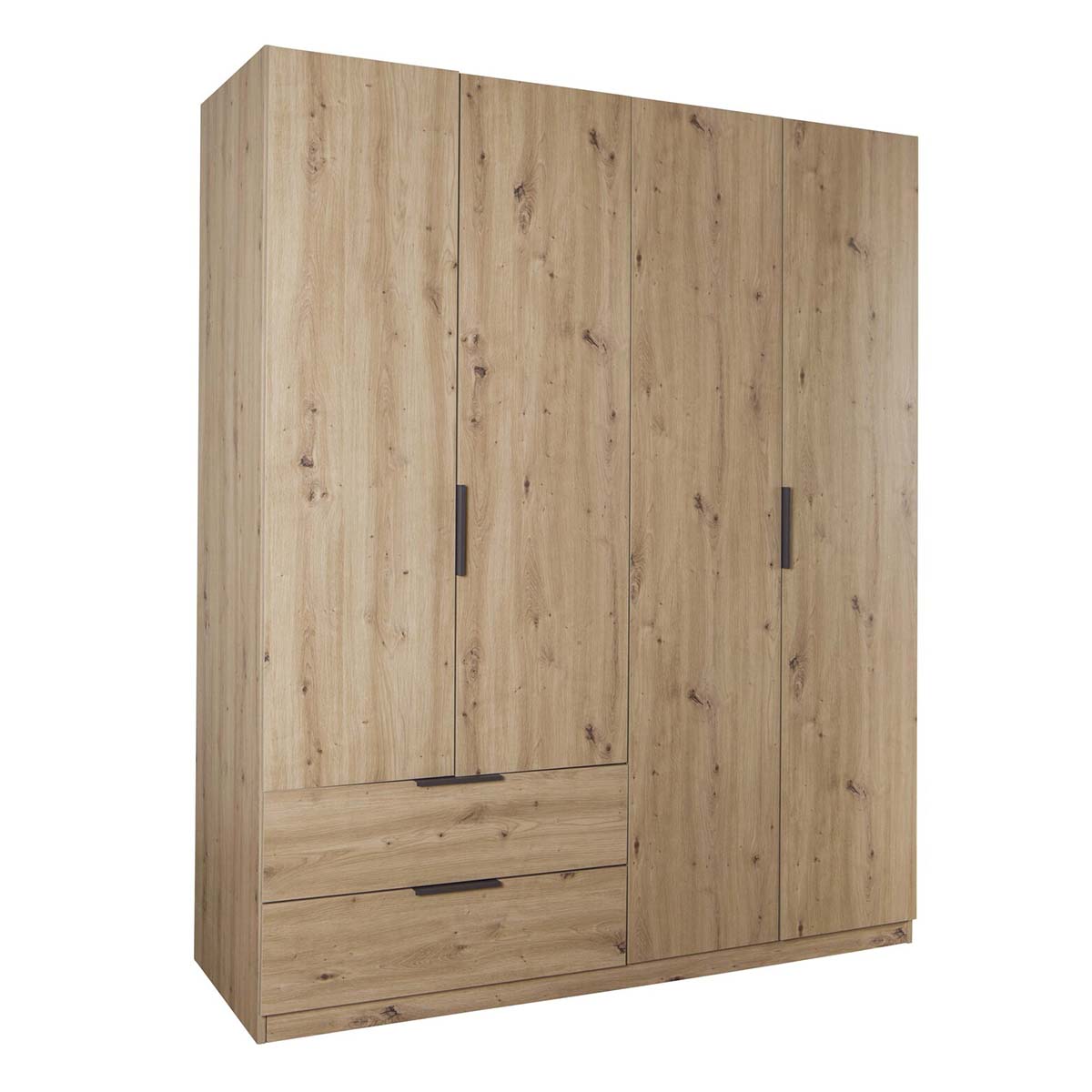Armadio 162x200h cm rovere artisan con 4 ante e 2 cassetti