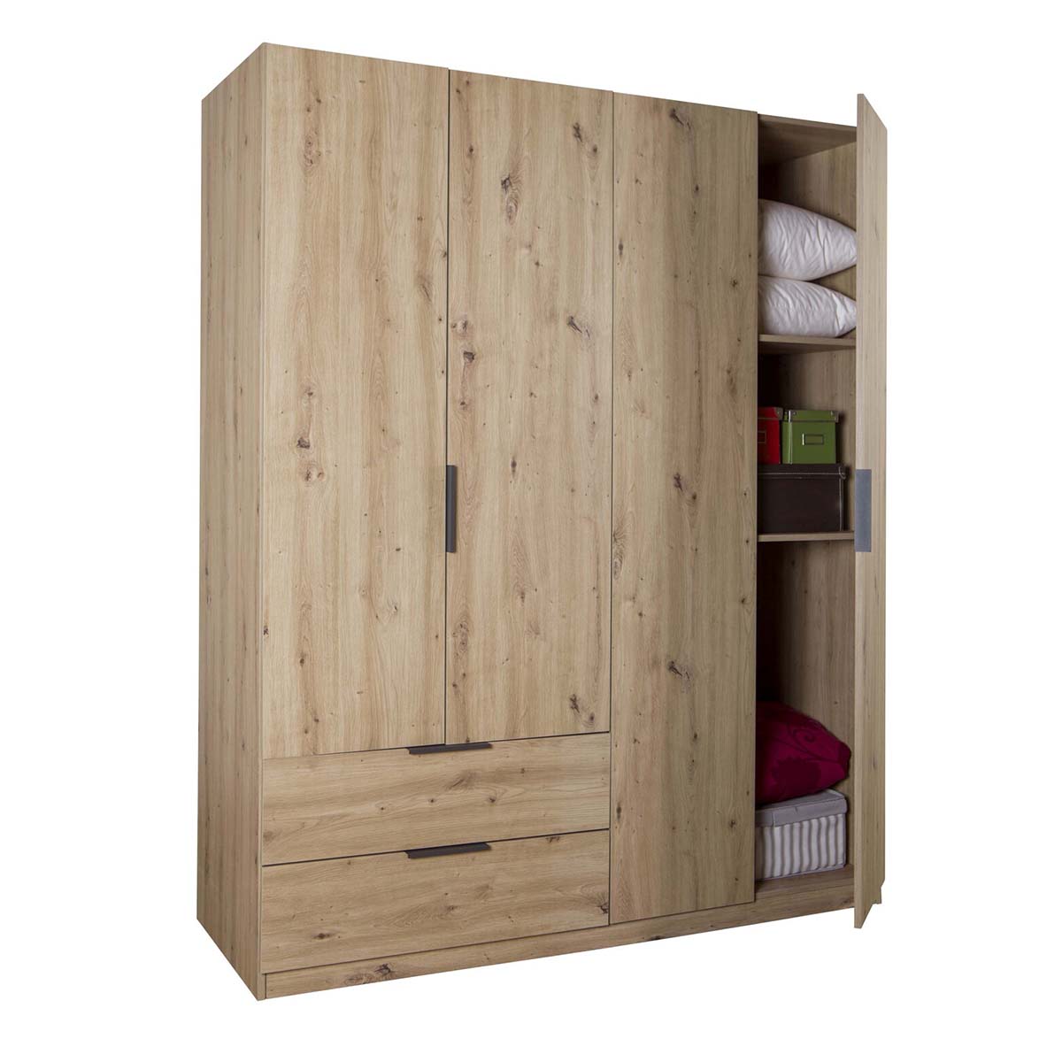 Armadio 162x200h cm rovere artisan con 4 ante e 2 cassetti