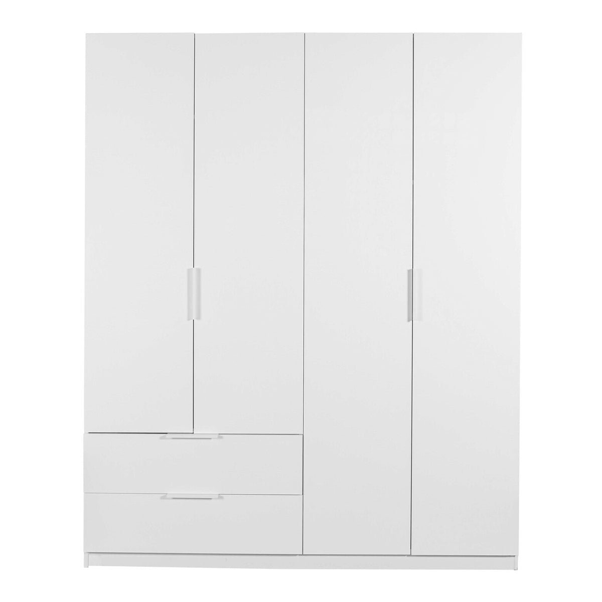 Armadio 162x200h cm bianco laccato con 4 ante e 2 cassetti