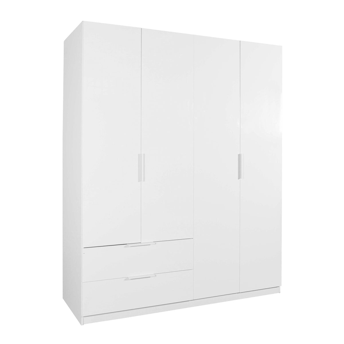 Armadio 162x200h cm bianco laccato con 4 ante e 2 cassetti