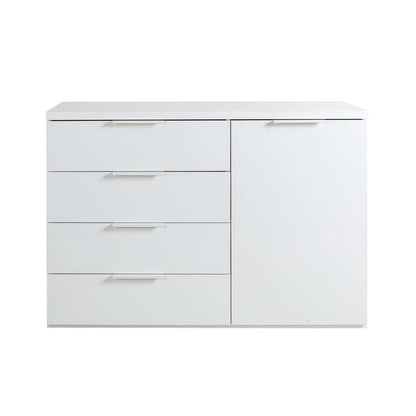 Mobile multiuso 120x82h cm bianco laccato con 1 anta e 4 cassetti