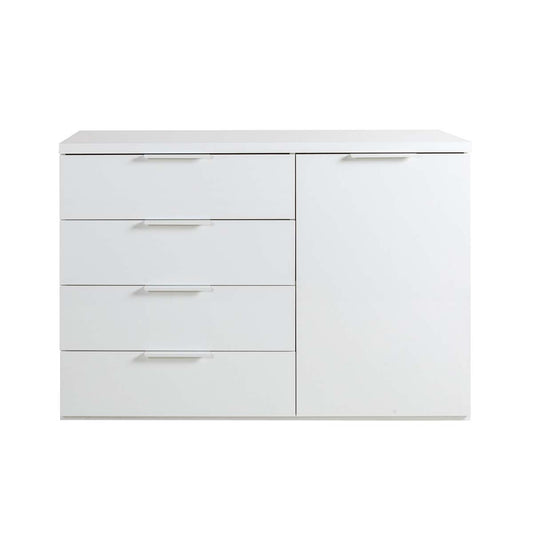 Mobile multiuso 120x82h cm bianco laccato con 1 anta e 4 cassetti